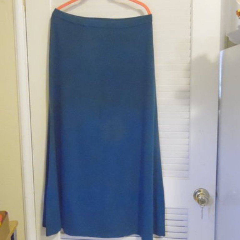 Linea by Louis Dell'Olio Teal Green Knit Maxi Skirt Size Small